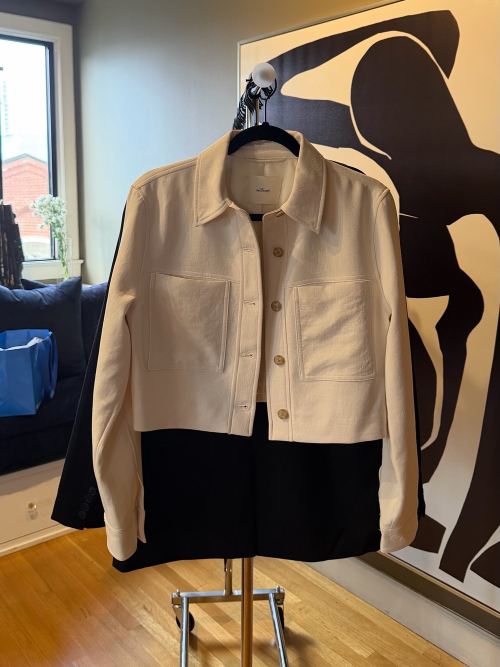 Aritzia Wilfred Satin Lined Cream Cropped Jacket